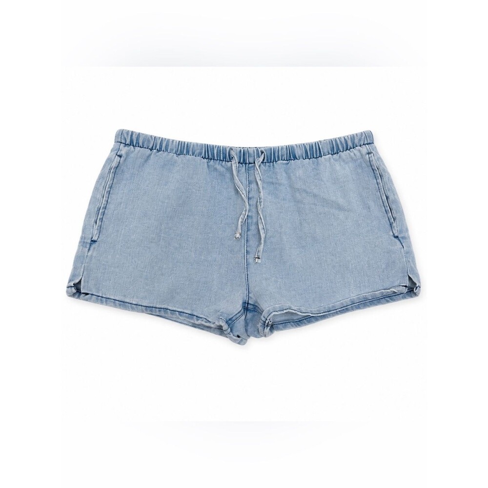 Light Wash Chambray Drawstring Shorts | Coastal Beach Vacation Size Medium